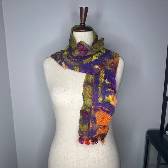 Fiber Artist Ruby Rice Women's Scarf Abstract Art To Wear Multicolored Artisan - Picture 6 of 9